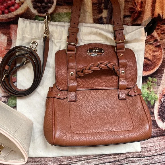 Mulberry Mini Alexa in heavy grain leather bag chestnut - Picture 12 of 16